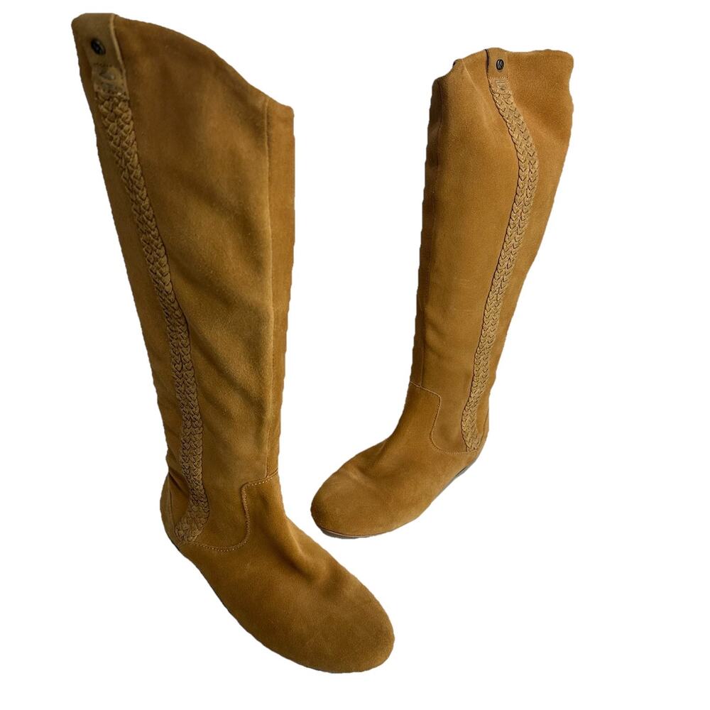 Reef Brown tall Arabian braid Side Zip Knee High boots Size 7